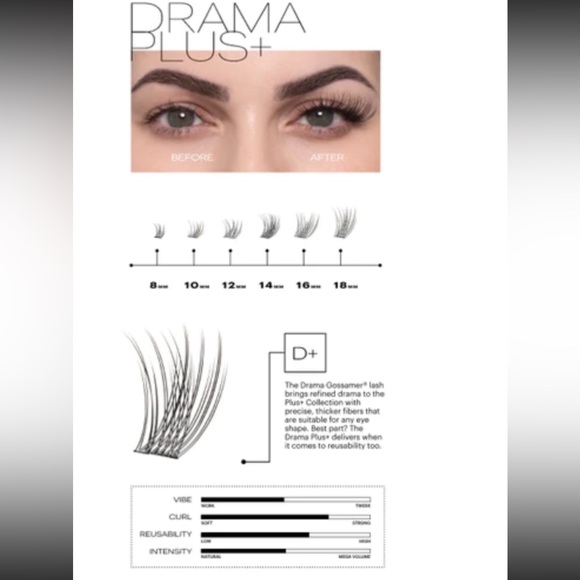 Lashify False Eyelashes Gossamer Lashes Black Drama Plus + 8mm - Picture 2 of 2